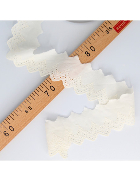 Galon coton broderie anglaise brodé ECRU 50mm x 1m