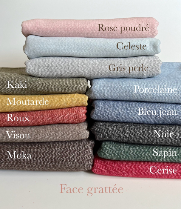 Tissu chevrons texturé coton / laine coloris vert sapin