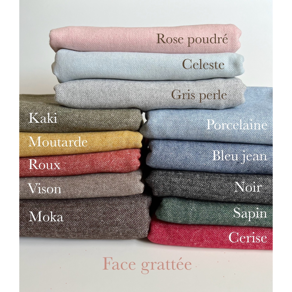 Tissu chevrons texturé coton / laine coloris vert sapin