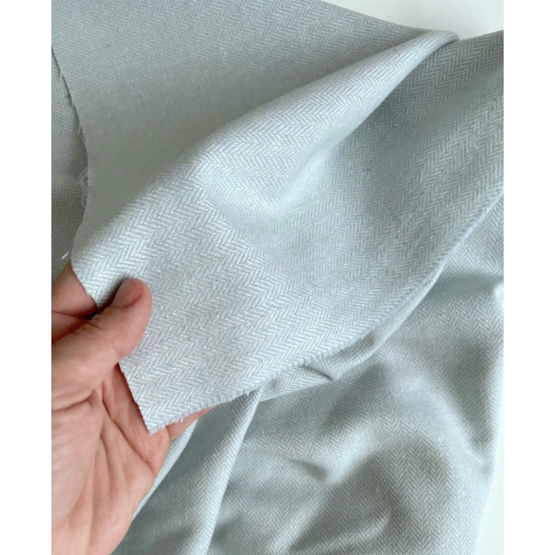 Tissu chevrons texturé coton / laine coloris bleu Celeste Batikou - 3