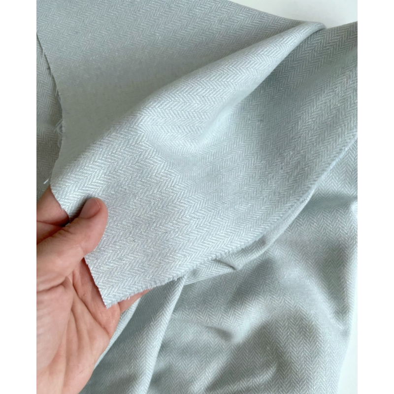 Tissu chevrons texturé coton / laine coloris bleu Celeste Batikou - 3