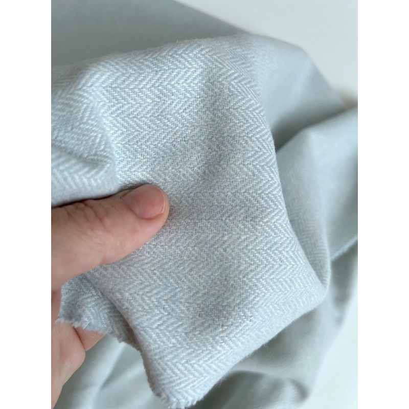 Tissu chevrons texturé coton / laine coloris bleu Celeste Batikou - 4