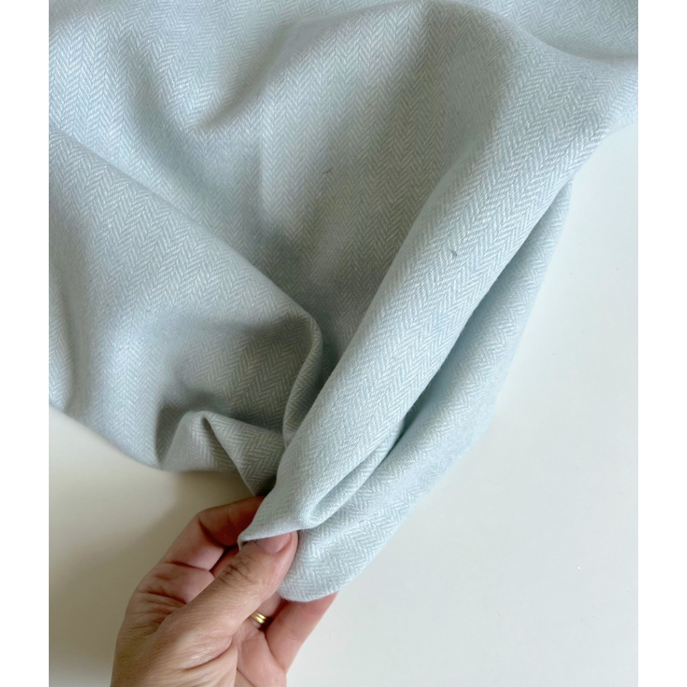 Tissu chevrons texturé coton / laine coloris bleu Celeste Batikou - 2