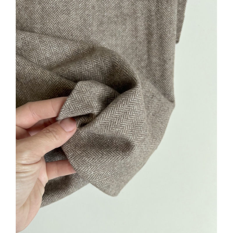 Tissu chevrons texturé coton / laine coloris vison