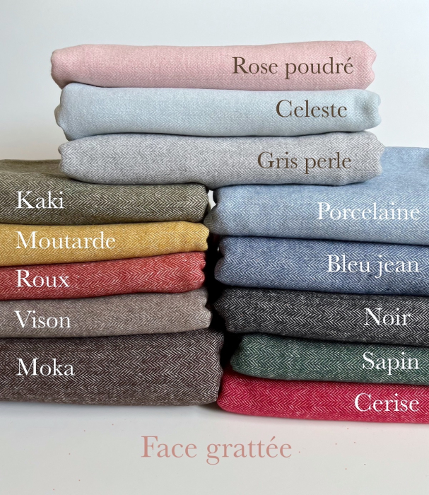 Tissu chevrons texturé coton / laine coloris vison