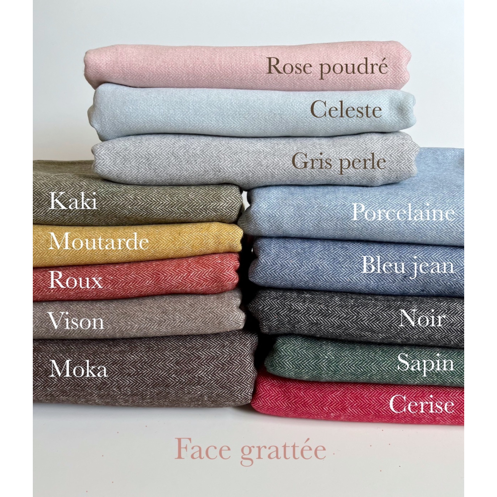 Tissu chevrons texturé coton / laine coloris vison