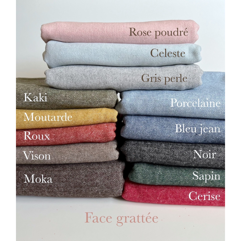 Tissu chevrons texturé coton / laine coloris vison