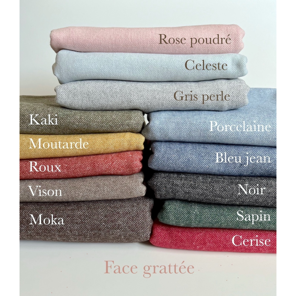 Tissu chevrons texturé coton / laine coloris kaki