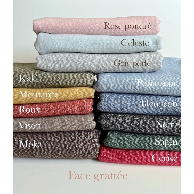 Tissu chevrons texturé coton / laine coloris Roux