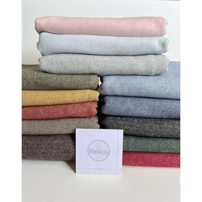 Tissu chevrons texturé coton / laine coloris Roux