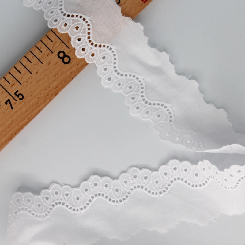 Galon coton broderie anglaise brodé 40mm x 1m