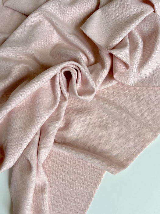 Tissu chevrons texturé coton / laine coloris rose poudré