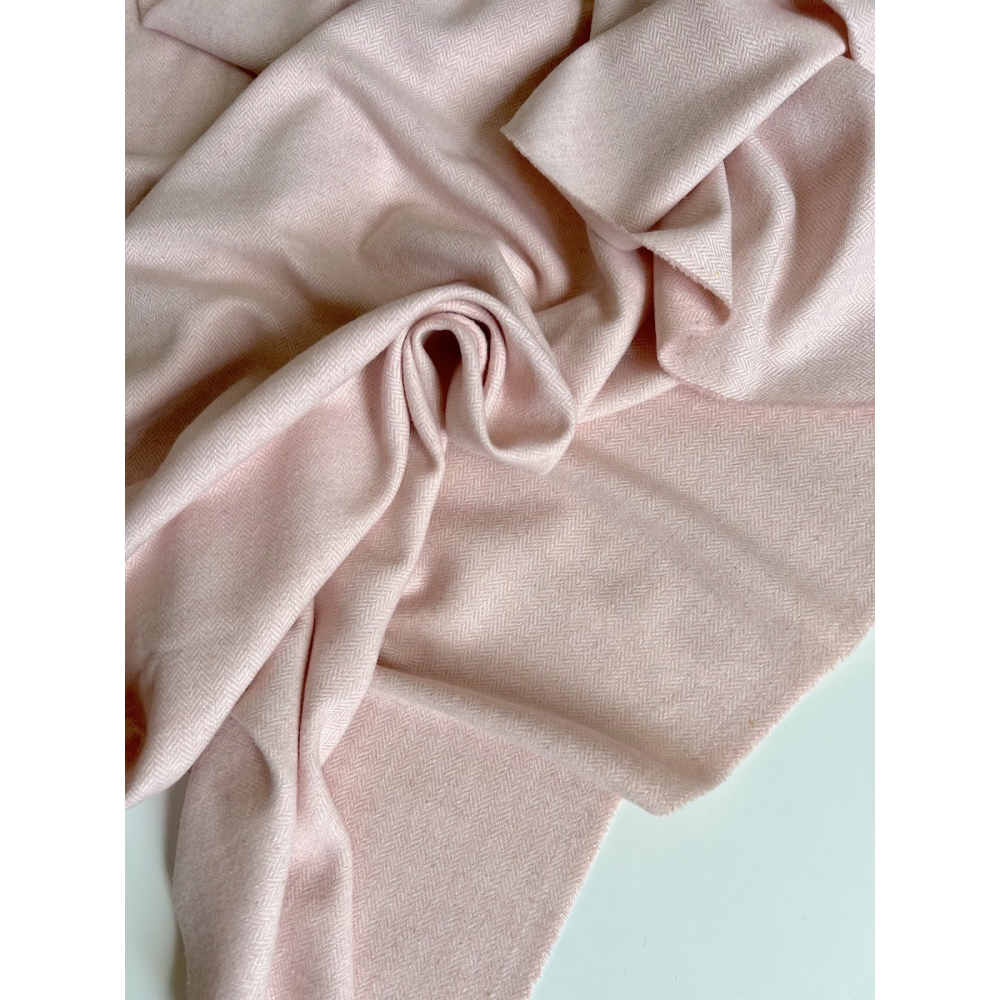 Tissu chevrons texturé coton / laine coloris rose poudré