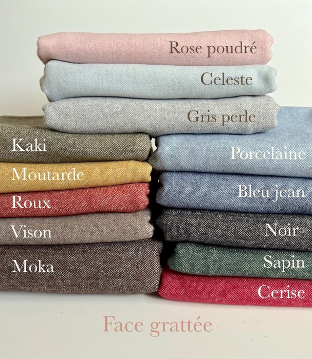 Tissu chevrons texturé coton / laine coloris rose poudré