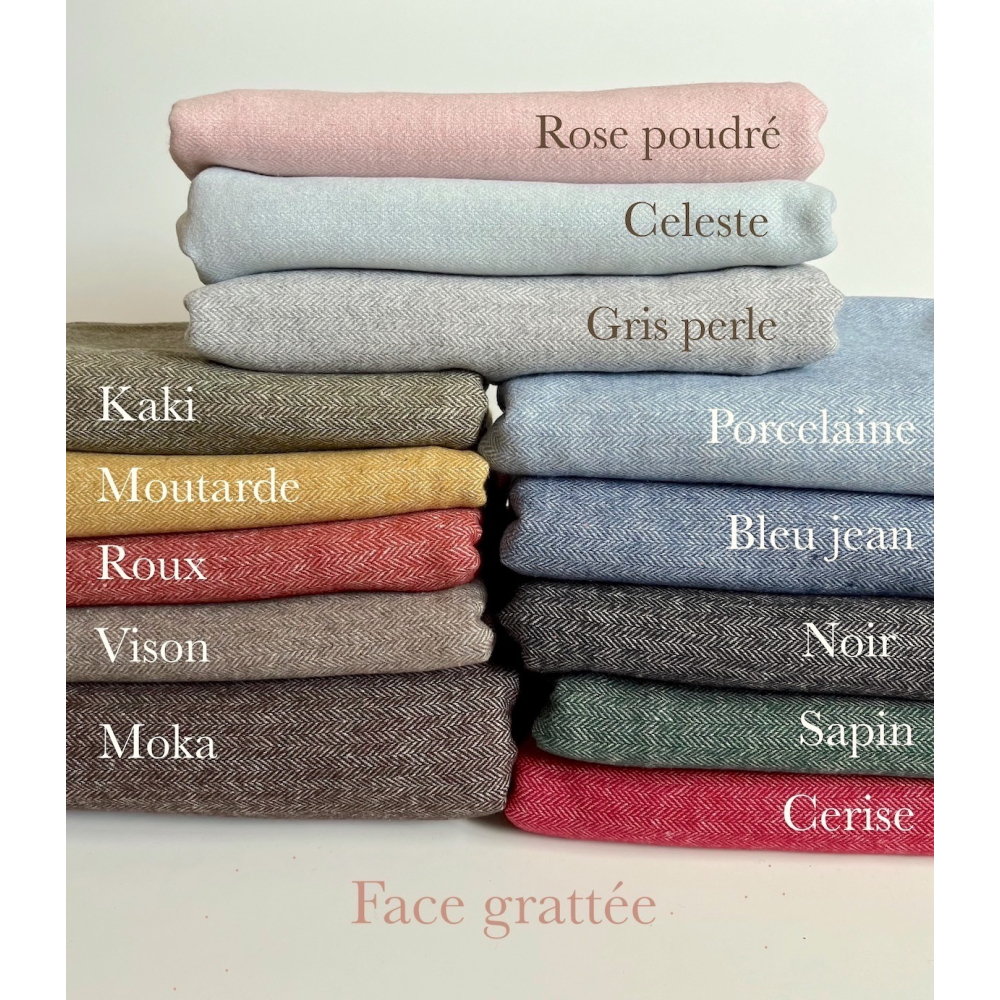 Tissu chevrons texturé coton / laine coloris rose poudré