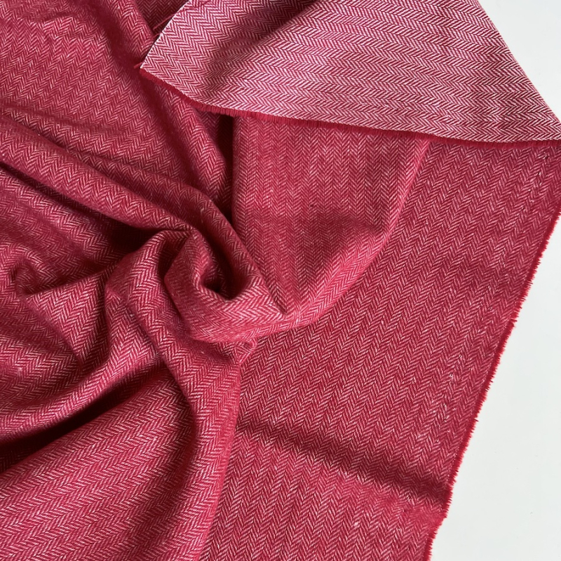 Tissu chevrons texturé coton / laine coloris Cerise Batikou - 1