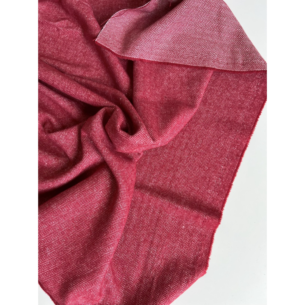 Tissu chevrons texturé coton / laine coloris Cerise Batikou - 3