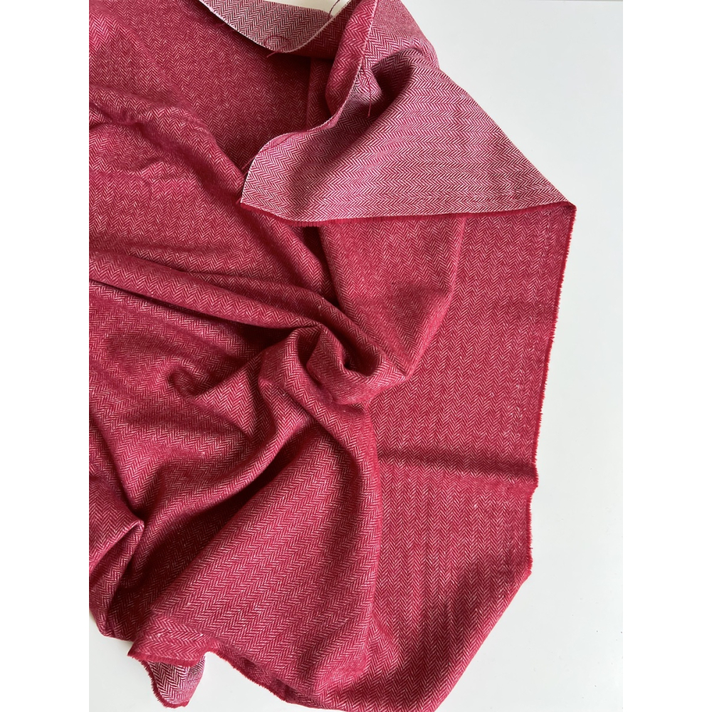 Tissu chevrons texturé coton / laine coloris Cerise Batikou - 4