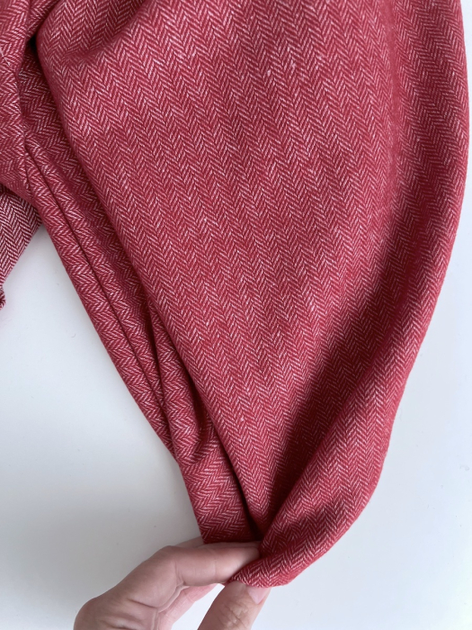 Tissu chevrons texturé coton / laine coloris Cerise Batikou - 5