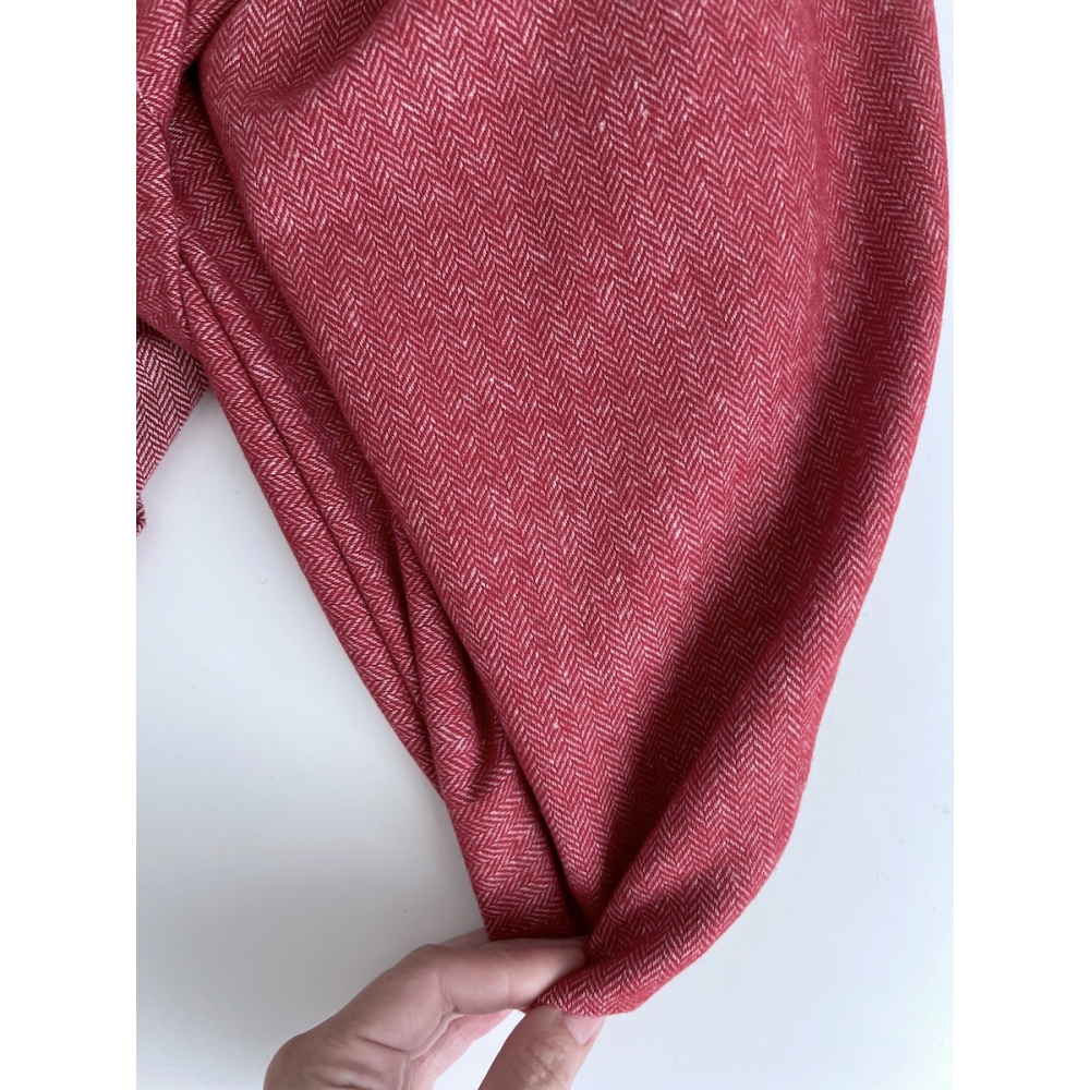 Tissu chevrons texturé coton / laine coloris Cerise Batikou - 5