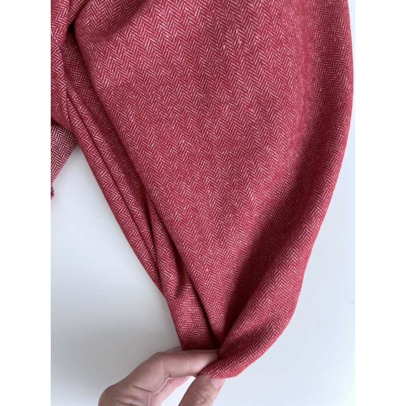 Tissu chevrons texturé coton / laine coloris Cerise Batikou - 5