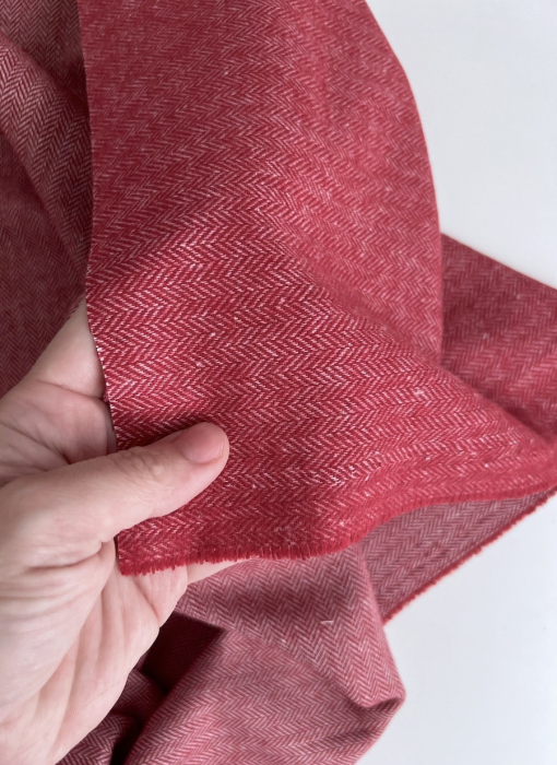 Tissu chevrons texturé coton / laine coloris Cerise Batikou - 6