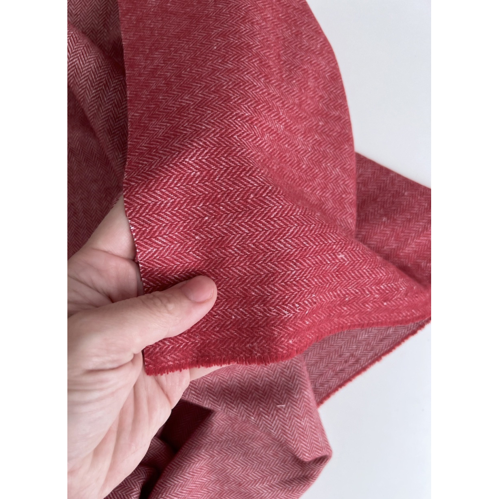 Tissu chevrons texturé coton / laine coloris Cerise Batikou - 6