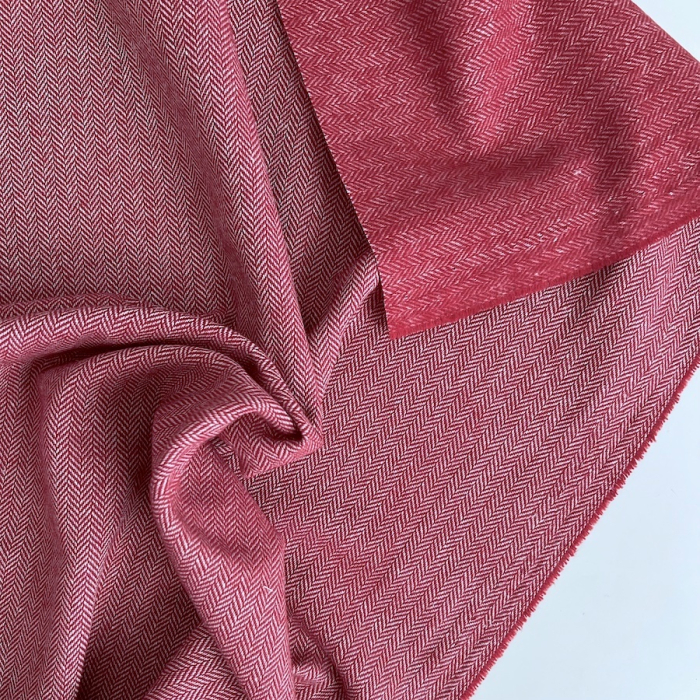 Tissu chevrons texturé coton / laine coloris Cerise Batikou - 7