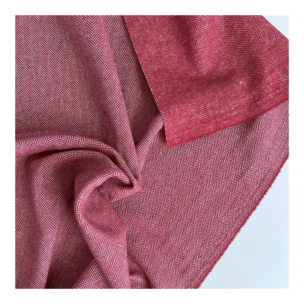 Tissu chevrons texturé coton / laine coloris Cerise Batikou - 7