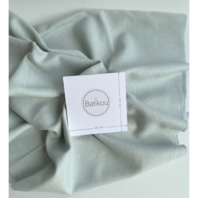 Tissu chevrons texturé coton / laine coloris bleu Celeste