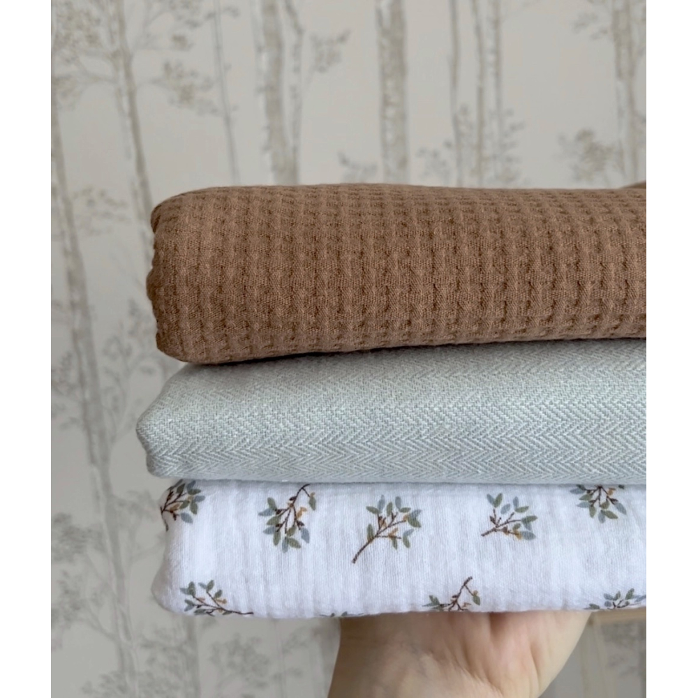 Tissu chevrons texturé coton / laine coloris bleu Celeste