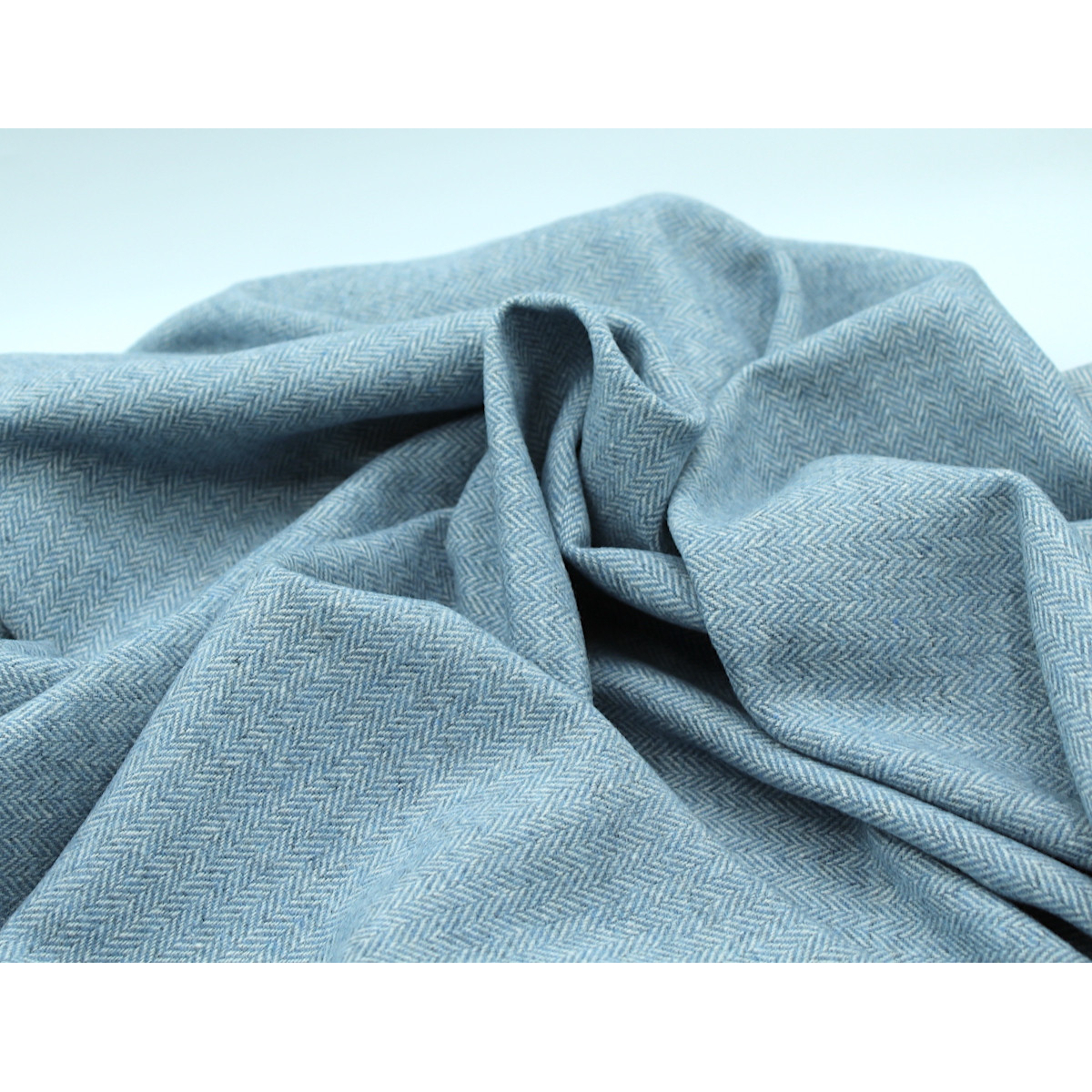 Tissu chevrons texturé coton / laine coloris bleu porcelaine Batikou - 7 Tissu chevrons texturé coton / laine coloris bleu porcelaine Batikou - 7