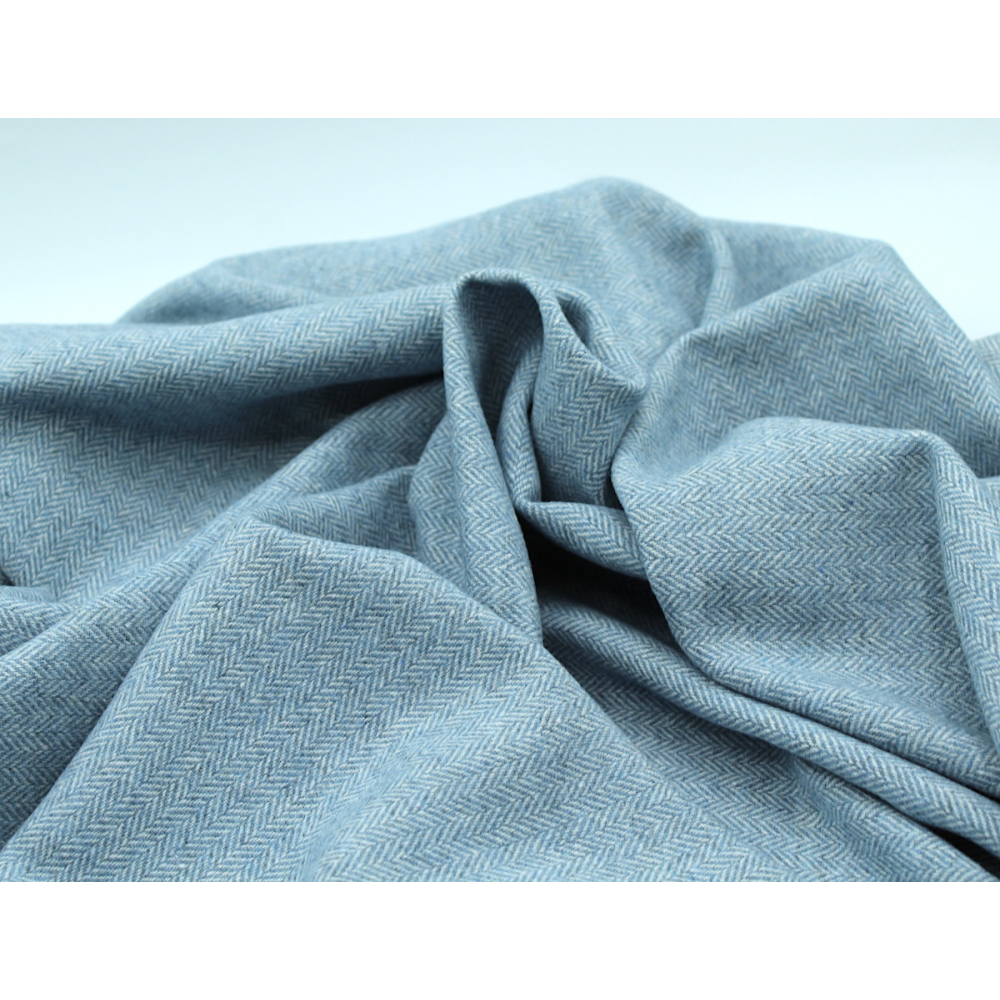 Tissu chevrons texturé coton / laine coloris bleu porcelaine Batikou - 7