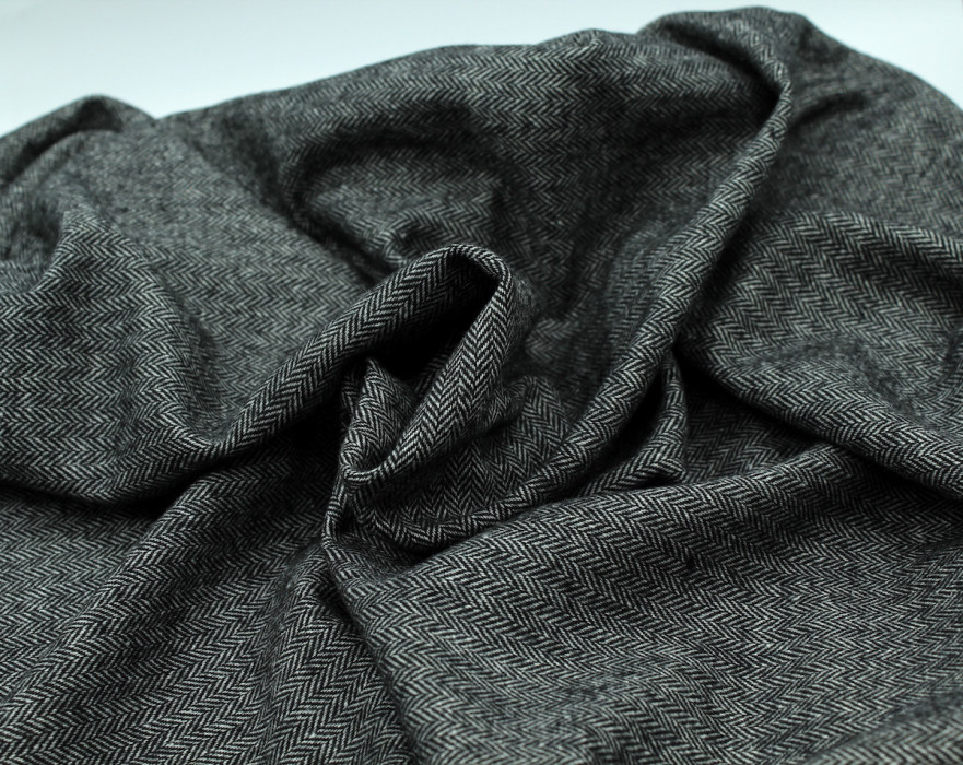 Tissu chevrons texturé coton / laine coloris noir Batikou - 3