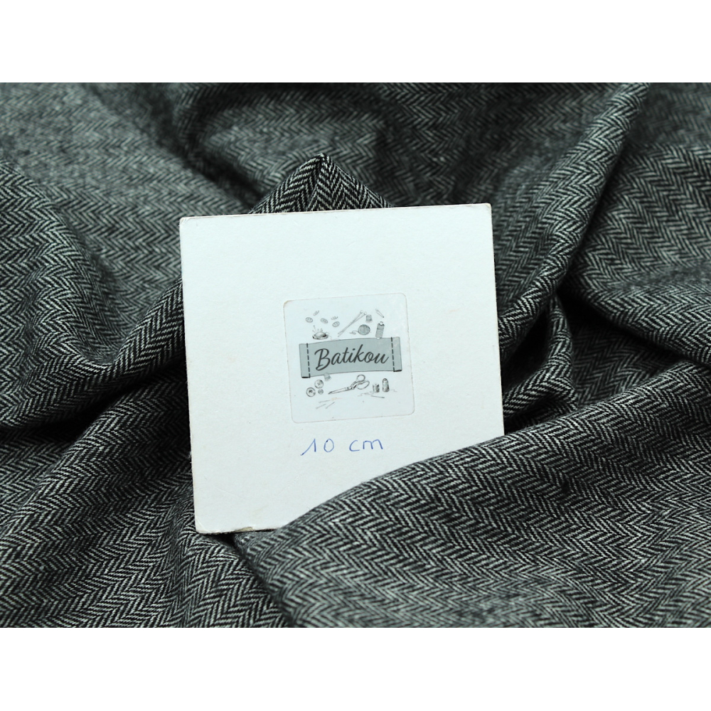 Tissu chevrons texturé coton / laine coloris noir Batikou - 5