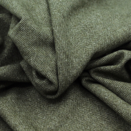 Tissu chevrons texturé coton / laine coloris kaki