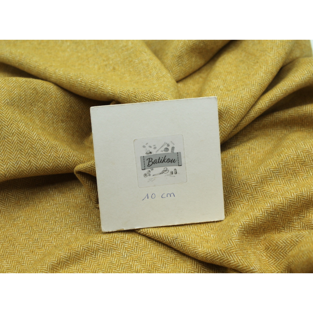 Tissu chevrons texturé coton / laine coloris Moutarde