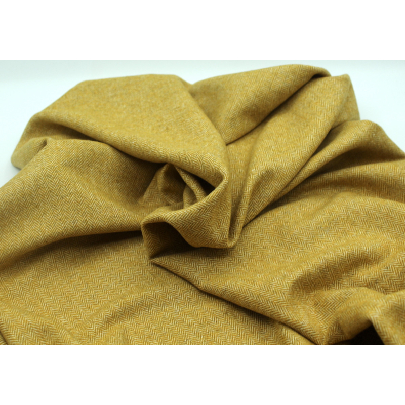 Tissu chevrons texturé coton / laine coloris Moutarde
