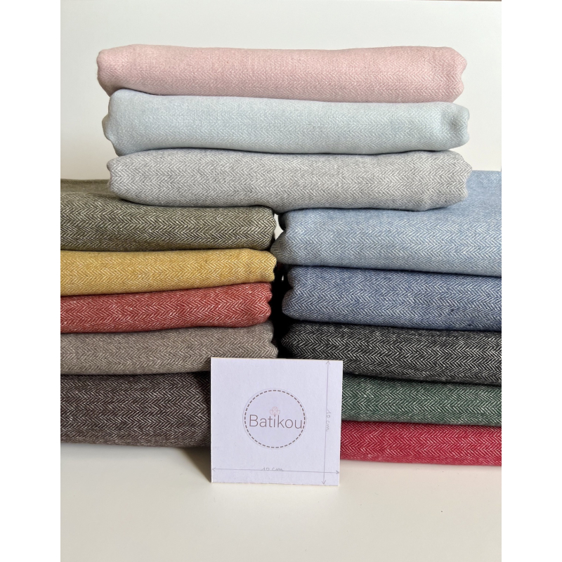 Tissu chevrons texturé coton / laine coloris Moutarde