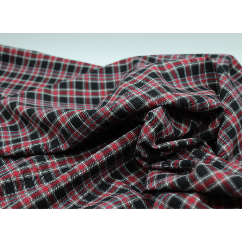 Tissu sergé de coton gratté organique imprimé tartan