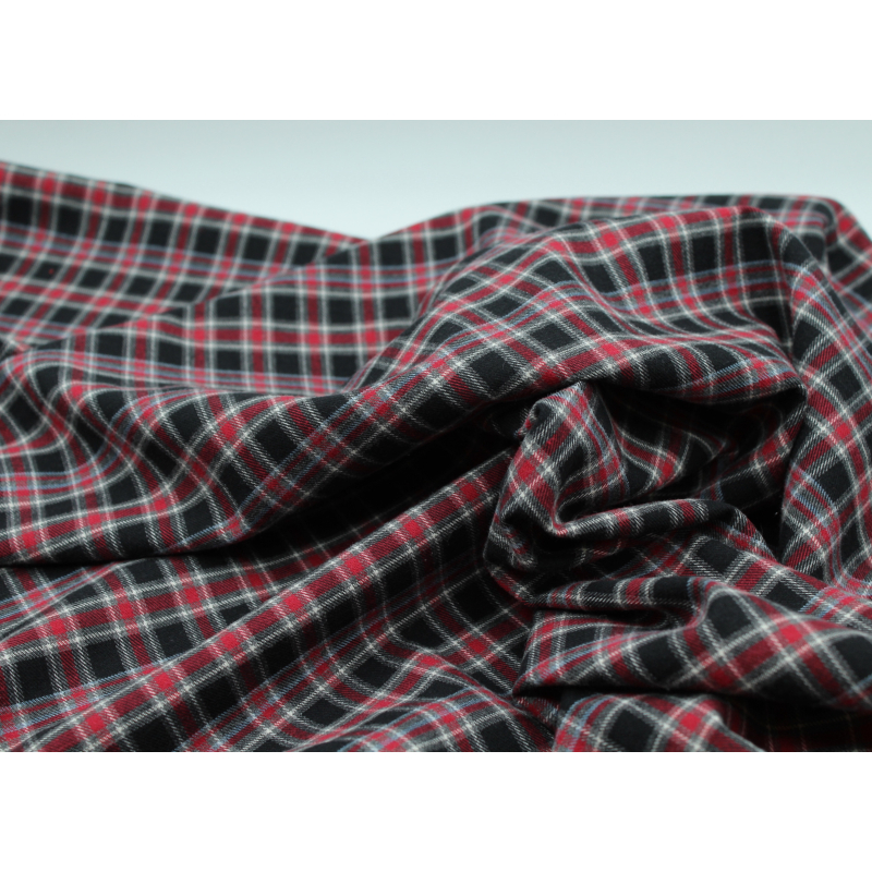 Tissu sergé de coton gratté organique imprimé tartan