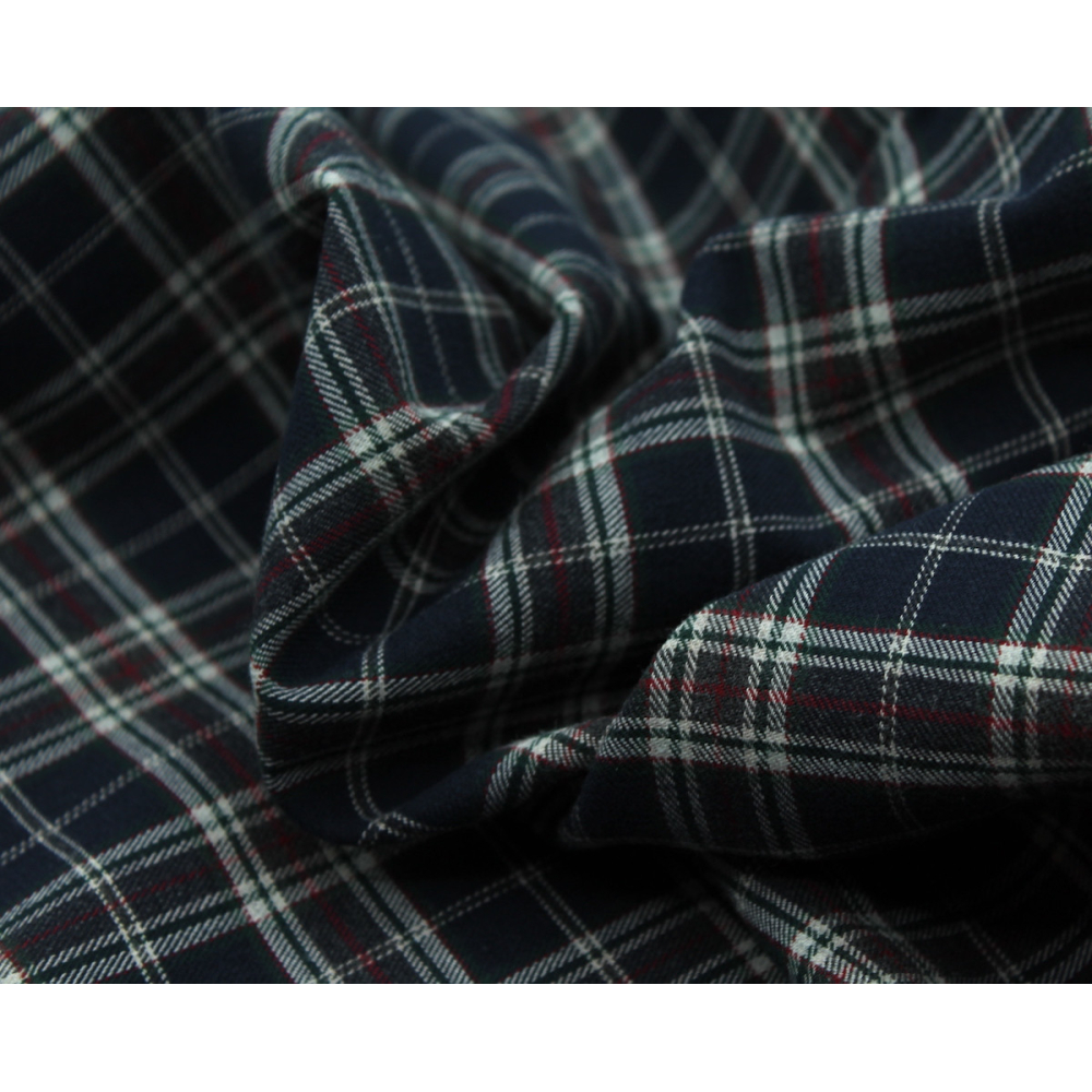 Tissu sergé de coton gratté organique imprimé tartan