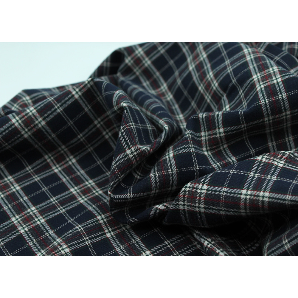 Tissu sergé de coton gratté organique imprimé tartan