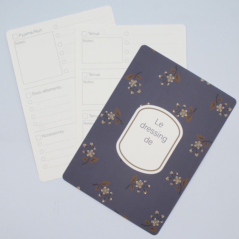 Fiche d'organisation dressing A5 coloris eglantine cuir