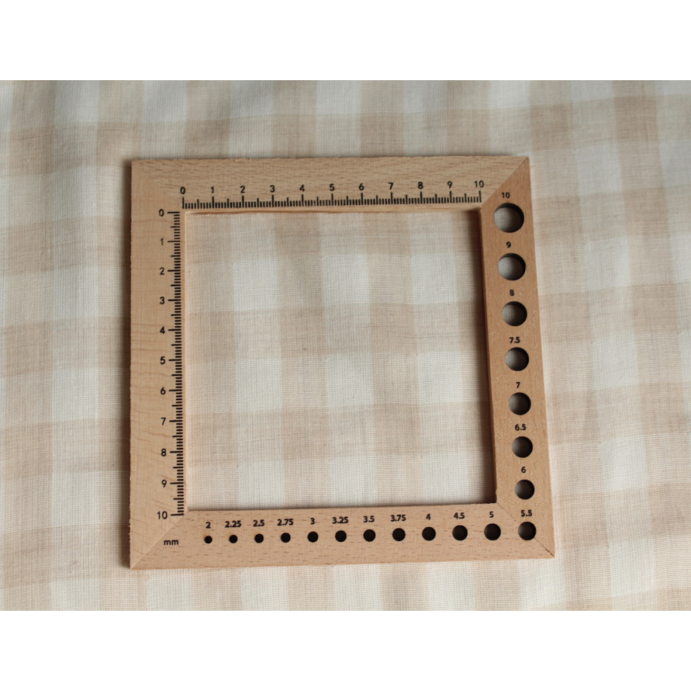 Double gaze de coton lisse vichy beige / blanc