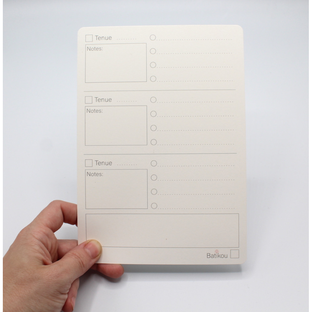 Fiche d'organisation dressing A5 coloris au choix