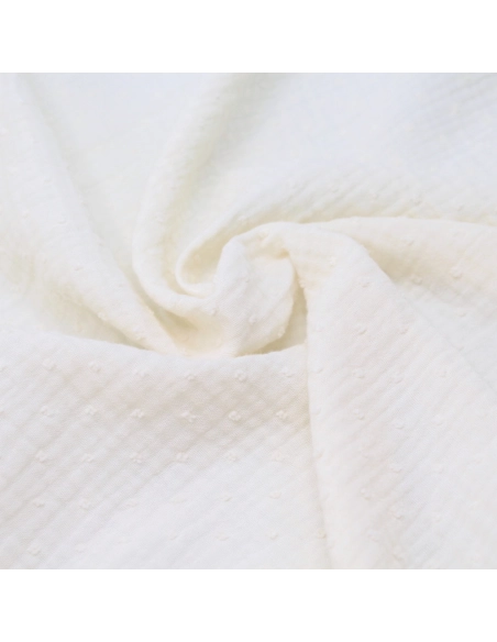 Double gaze de coton BIO plumetis écru