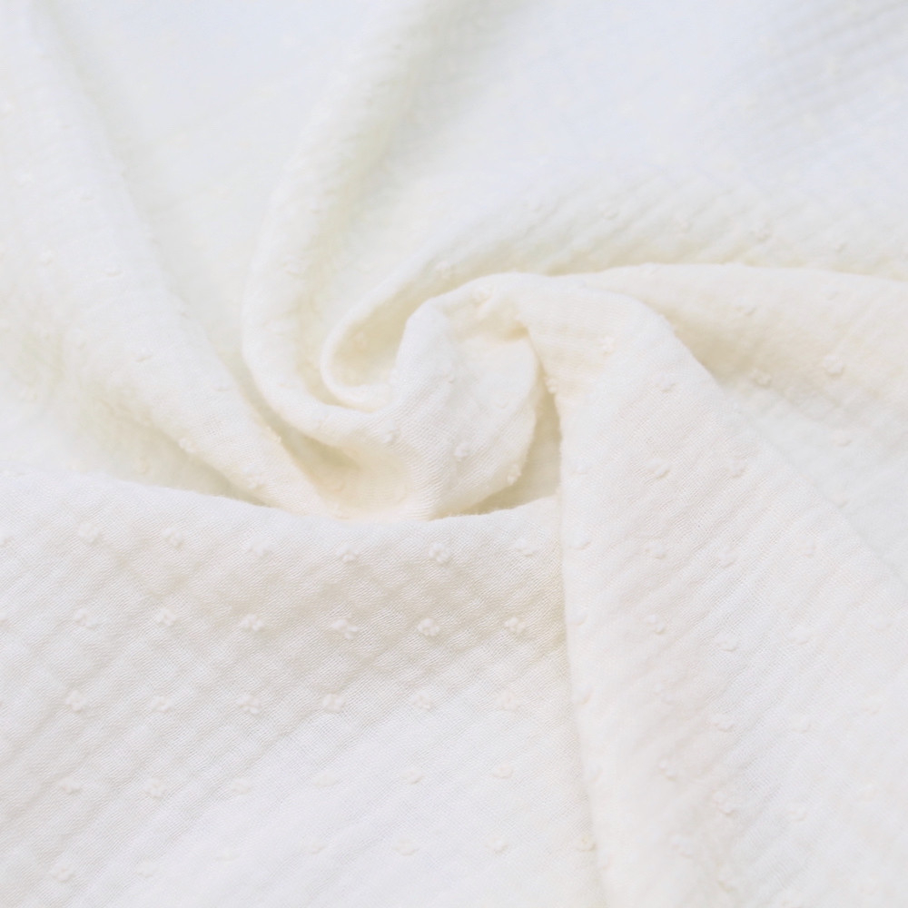 Double gaze de coton BIO plumetis écru
