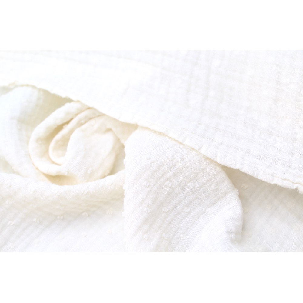 Double gaze de coton BIO plumetis écru