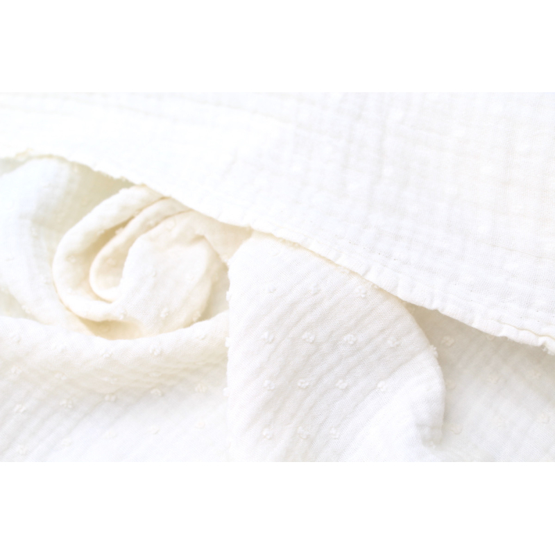 Double gaze de coton BIO plumetis écru
